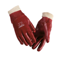 Red PVC Knit Wrist Gloves (L) (L)